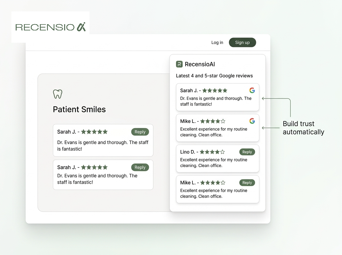A website widget showing the latest Google reviews for a business.