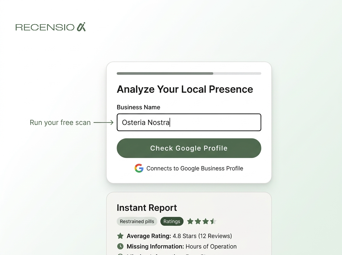 A tool interface showing a quick scan of a Google Business Profile.